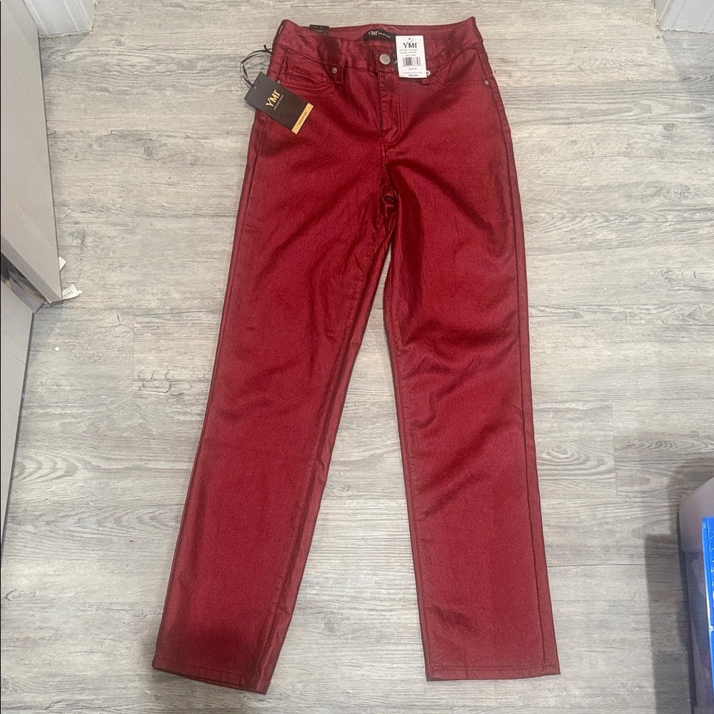 YMI Deep Red Stretch Shimmer Pants